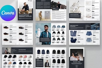 design editable digital product catalog flipbook for fashion clothing startup