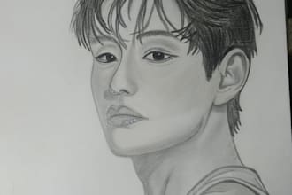 do realistic pencil sketch, portrait drawing, and hand drawn art