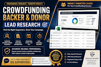 provide targeted crowdfunding backer and donor lead research