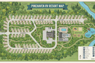 do tourism map design for city, resort, trail and campground
