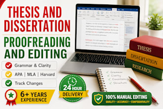 proofread, humanize, and format your thesis or dissertation in apa 7, harvard