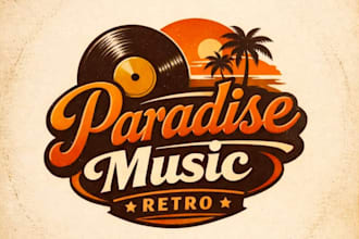 make music store vintage logo design with unlimited review
