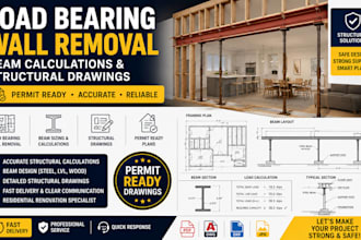 design load bearing wall removal, lvl beam, retaining wall truss bracing plans