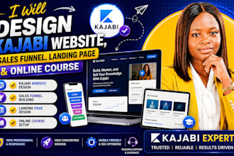 design kajabi website, sales funnel, landing page and online course