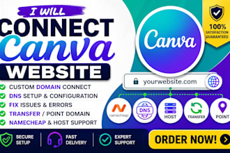 connect canva website custom domain dns setup fix transfer point namecheap host