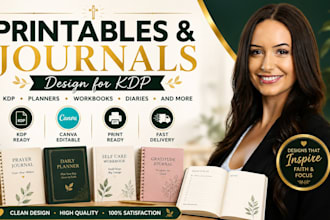 design printable and journals,planner,diary and workbooks for kdp