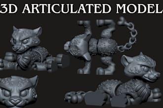 create custom 3d articulated flexi toy model, stl model ready for 3d printing