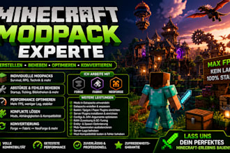 ich erstelle, optimiere repariere minecraft modpacks, forge zu fabric