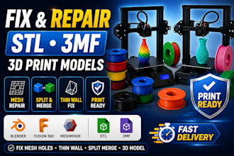 fix repair mesh holes thin wall split merge 3d model stl 3mf for 3d print