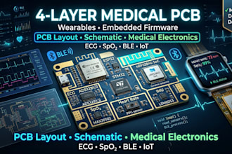 design 4 layer medical pcb, schematic, wearable and embedded firmware