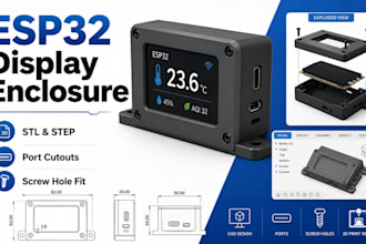 design esp32 display enclosure with ports stl step screw hole cad housing file