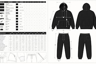 design a streetwear tech pack for your heavyweight hoodie clothing brand line