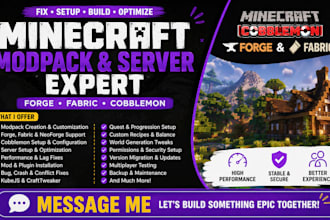 create fix and optimize minecraft modpack, server setup, cobblemon forge, fabric