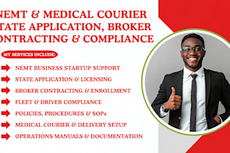 assist with state application and policies for nemt, courier and broker contract