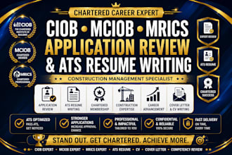 review ciob mciob mrics application and write ats resume CV