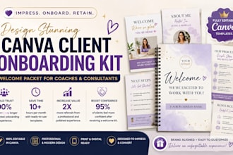 design canva client onboarding kit, welcome packet for coaches and consultants