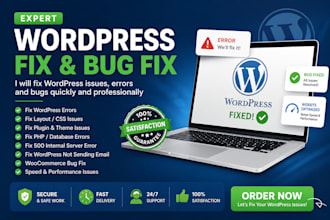 fix wordpress issues, fix wordpress errors, wordpress bug fix