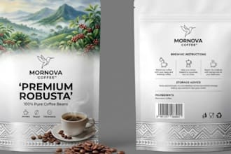 design premium coffee packaging design, coffee bag, coffee label design