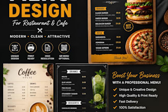 design professional restaurant menu card and food menu