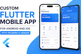 build a custom flutter mobile app for android and ios with modern ui design