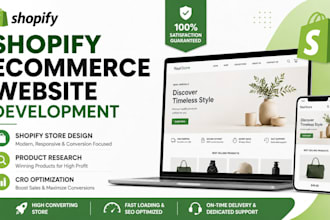 shopify ecommerce website development shopify store design product research cro