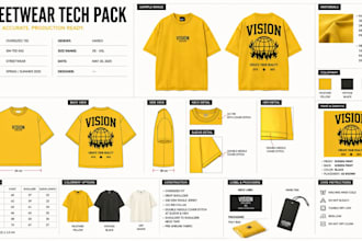 create street wear tech pack, hoodie, puffer jacket, menwear tech pack design