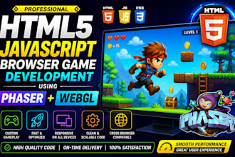 develop HTML5 javascript browser game web game using phaser webgl