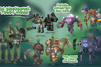 create lowpoly 3d blockbench mob, blockbench weapon, minecraft hytale blockbench