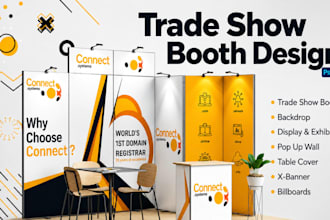 design trade show booth, exhibition stand, backdrop, booth graphics and banner