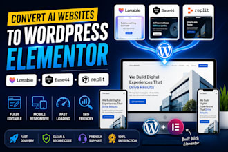 convert lovable, base44, replit website to wordpress elementor