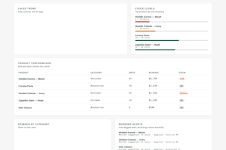 build a custom business dashboard for inventory, sales, or cash flow tracking