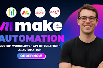 build make com automation, API integration, workflow, webhook and fix make com