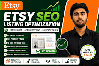 l optimize etsy SEO listings with keyword research, titles and tags