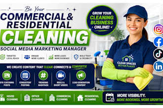 be your commercial residential, house, office cleaning social media marketing