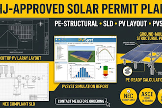 create pe structural solar plans, sld, pv layout and pvsyst report