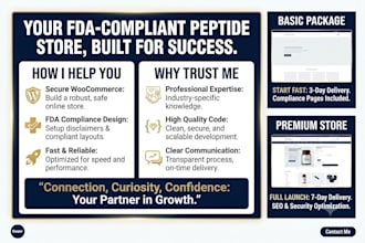 build fda compliant peptide, research peptide store website on woocommerce