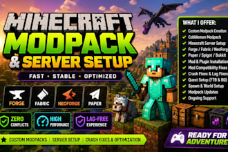 créer, corriger et optimiser modpacks minecraft forge, fabric, paper