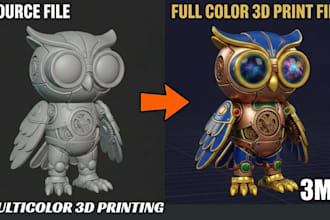 design multicolor 3d print character stl 3mf for bambu ams, prusa mmu in 24 hrs