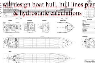 design boat hull, hull lines plan and hydrostatic calculations