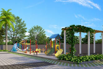 design backyard playground,recreation park,3d outdoor play area,landscape garden