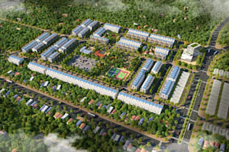 design residential masterplan 3d aerial site plan housing development rendering