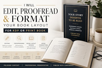 edit, proofread, format your book layout for KDP or print