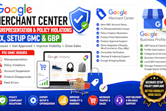 fix google merchant center misrepresentation, set up gmc and gbp