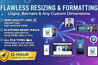 resize image, logo, banner any custom size or format