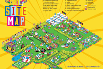 design an event site map, festival wayfinding map or vendor layout map