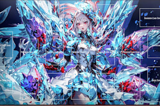 design custom tcg playmat, mtg, pokemon, yu gi oh anime deskmat artwork