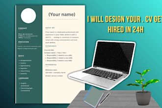 design professional modern CV and resume in 24 hours