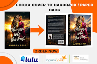 turn your ebook cover to hardback, print book for amazon KDP, lulu, ingramspark