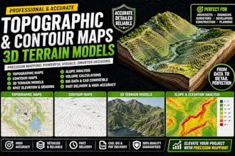 create 3d topographic contour maps arcgis, dem and survey data
