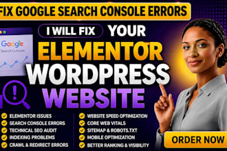 help audit fix elementor issues google search console error website seo speed